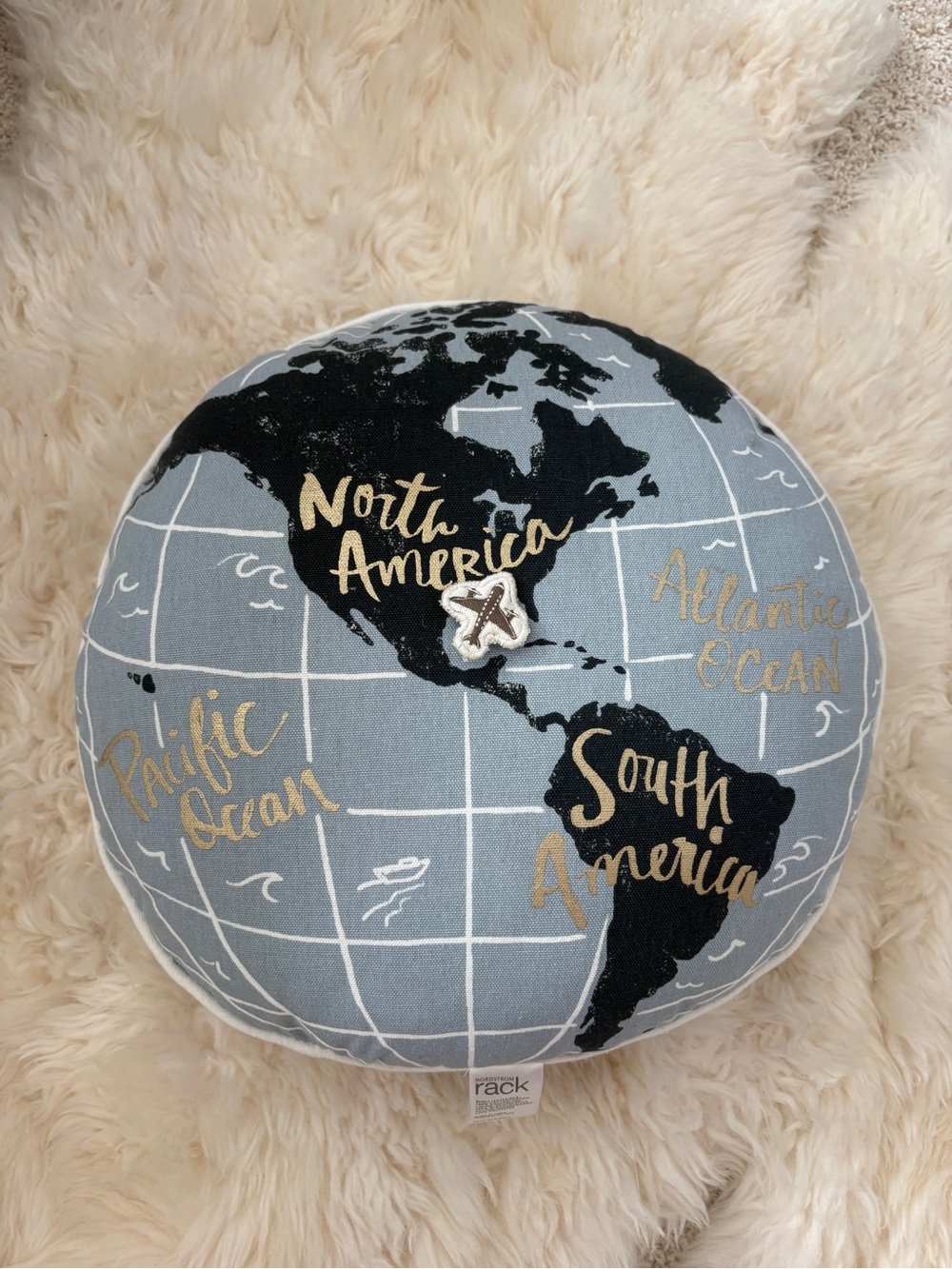 like new nordstrom rack globe trotter 16” world map travel throw pillow